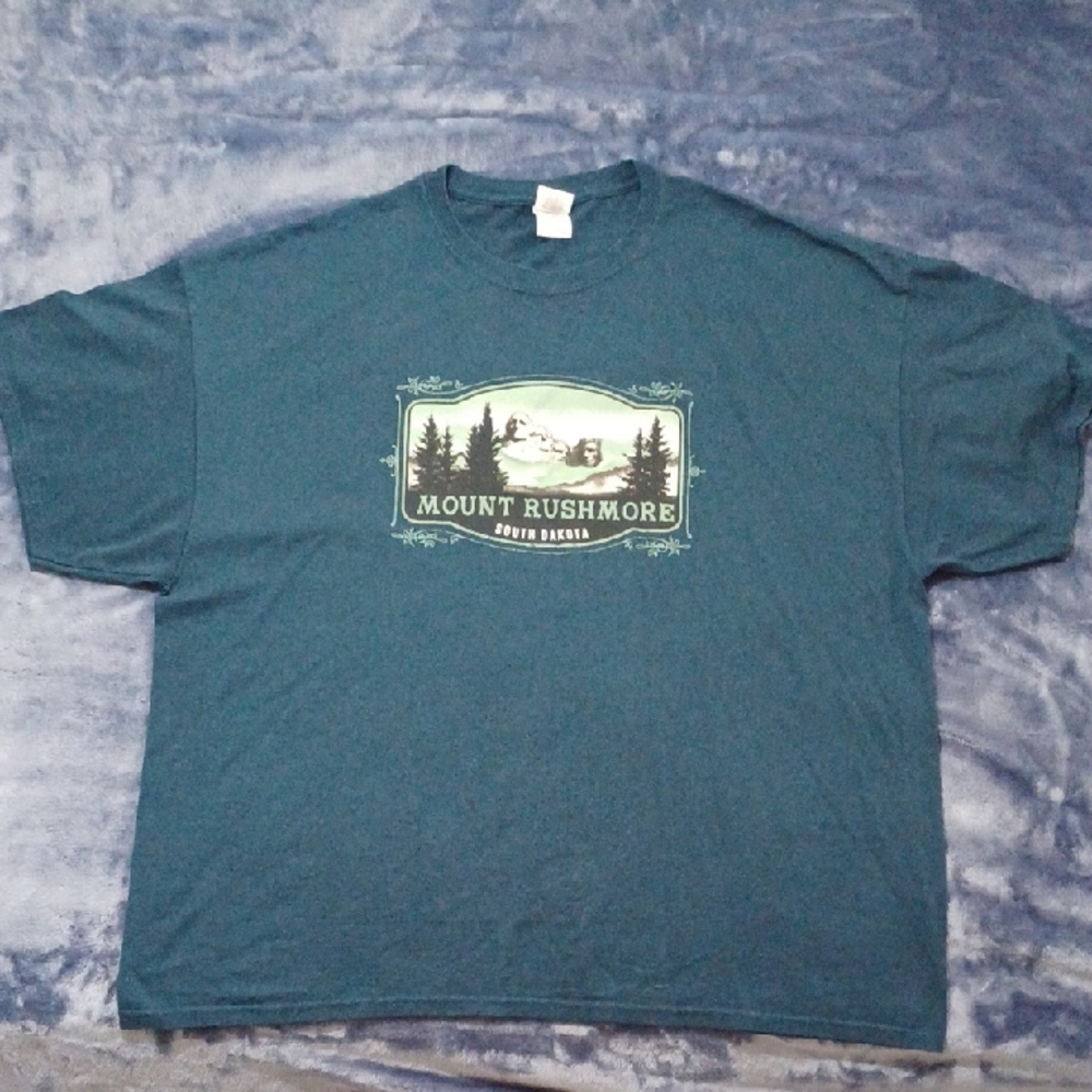 Mount Rushmore Graphic Men's Shirt - Teal 3XL